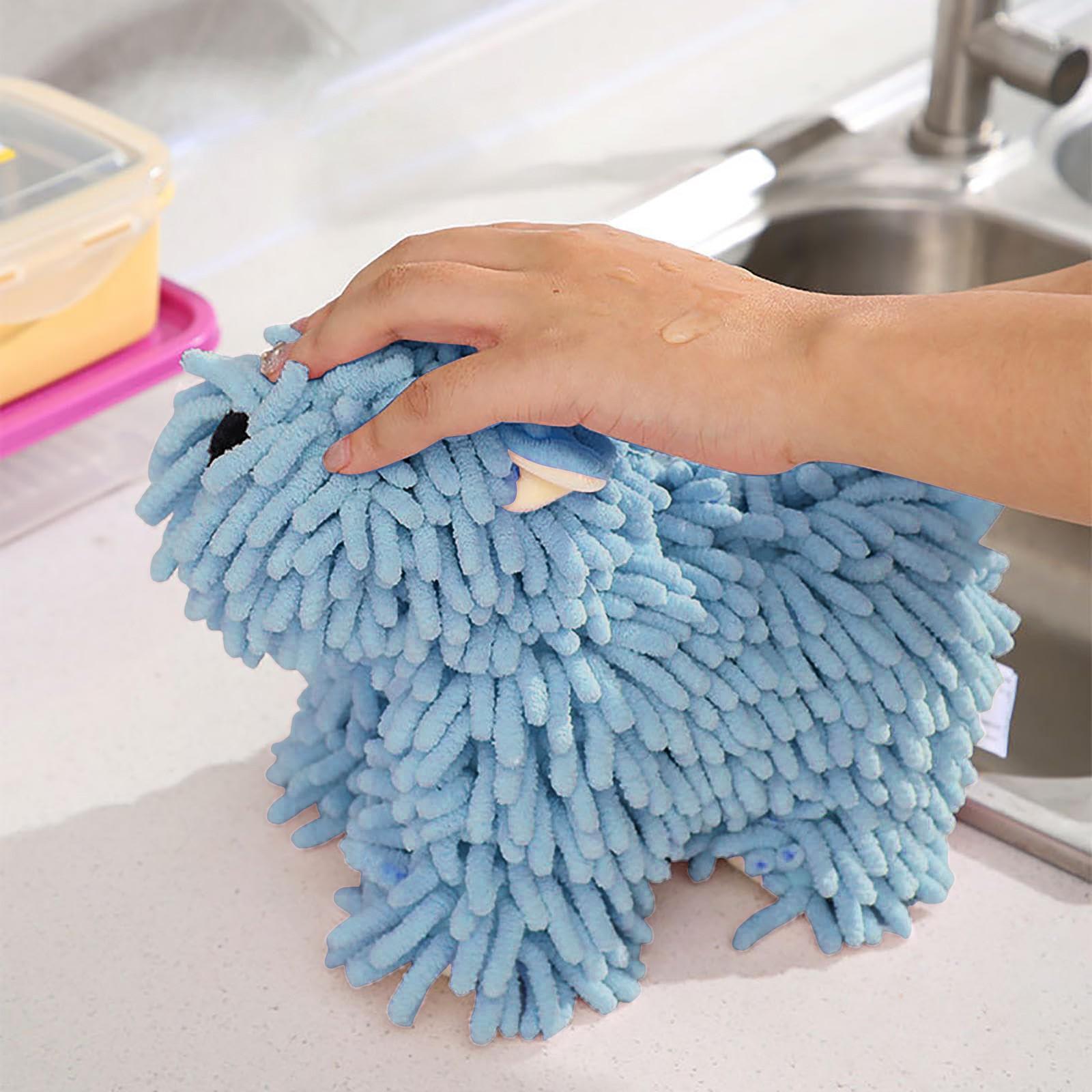 

Creative Hand Towels Cartoon Dog Fuzzy Hand Towel Soft Quick Dry Soft Absorbent Microfiber Towels Kitchen Bathroom Supplies синий