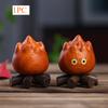 1pc Handcrafted Flame Person Wooden Carving Cute Original Design, Red Sandalwood Faux Leather Gray, 5.33cm Whimsical Figurine for Indoor/Outdoor Decor