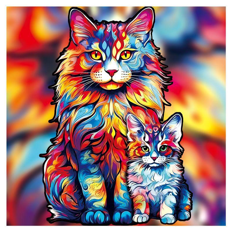 Non-Toxic 300Pcs Wooden Puzzle Color Cat Delicate Irregular Shape Puzzles Gratitude Adult Stress Reduction Family Interactive Toys Gift