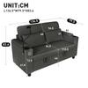 Modern 2-Seater Sofa with Hidden Storage, Button Tufting, Cup Holder, Armrest Storage, USB/Type-C Port, Phone Holder, 2 Lumbar Pillows, Corduroy, Grey