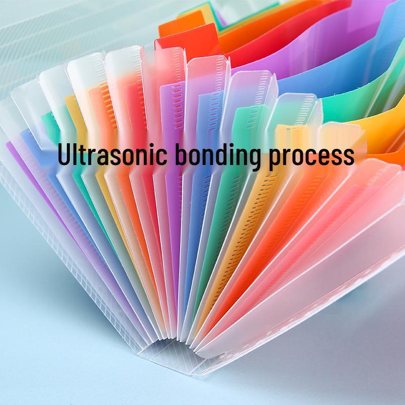 Rainbow 13-Compartment Mini Accordion Folder - A6 Multi-layer Document and Receipt Organizer with Snap Button Closure.