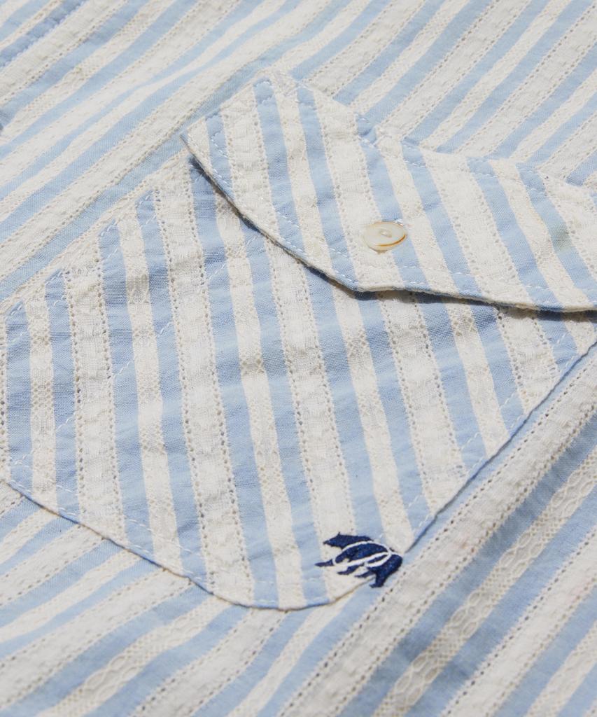 PENFIELD Crochet Stripe Half Shirt Sky Blue_Fs2Wr06U