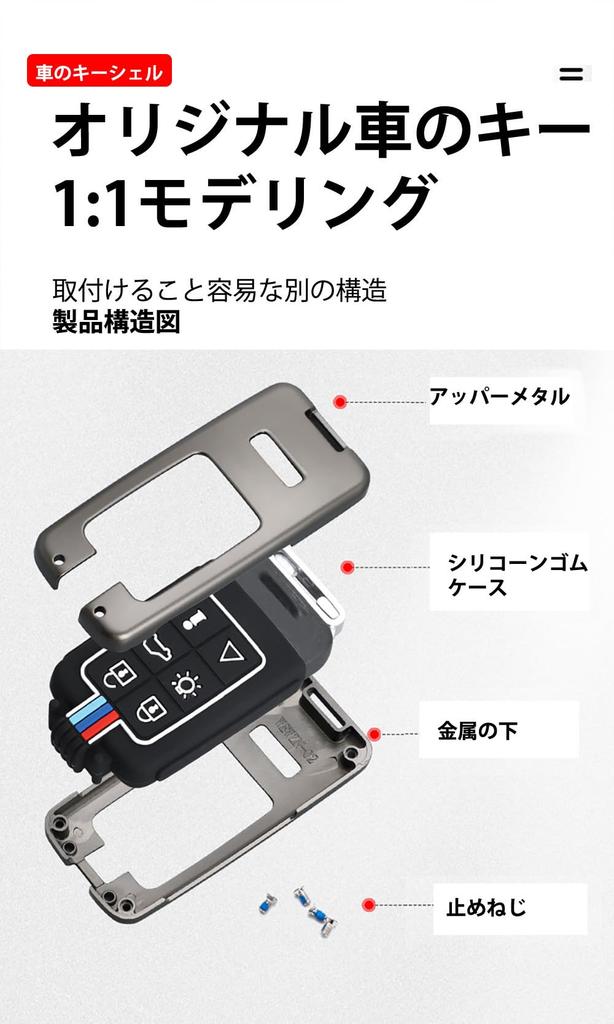 [KUNIO] Volvo Exclusive Folding Key Case Key Cover Zinc Alloy Silicone Fluorescent Button Slightly