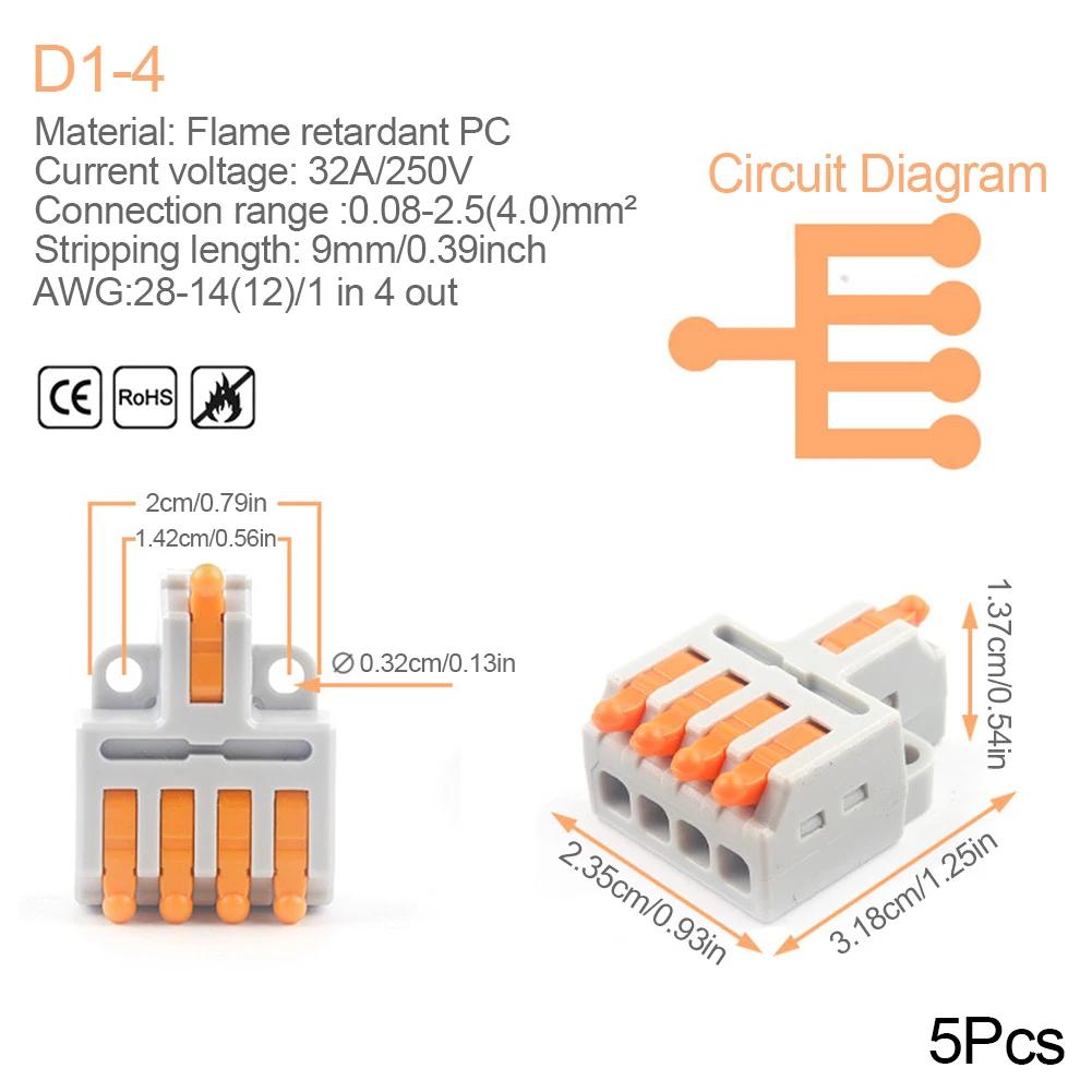 Mini Quick Wire Conductor Connector Universal Compact 2/3 Pin Splicing Push-inTerminal Block 1 in multiple out with fixing Hole