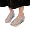 Single shoes women's summer shoes lace mesh white shoes casual foot cover slope heel inner height increase muffin women's shoes