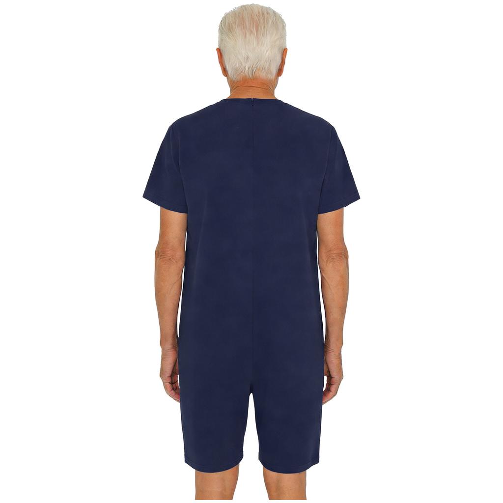 Mono Adaptable Antidesgarro Unisex Cuello Redondo Manga Corta Parte Inferior Corta Cremallera Trasera Mono de una Pieza