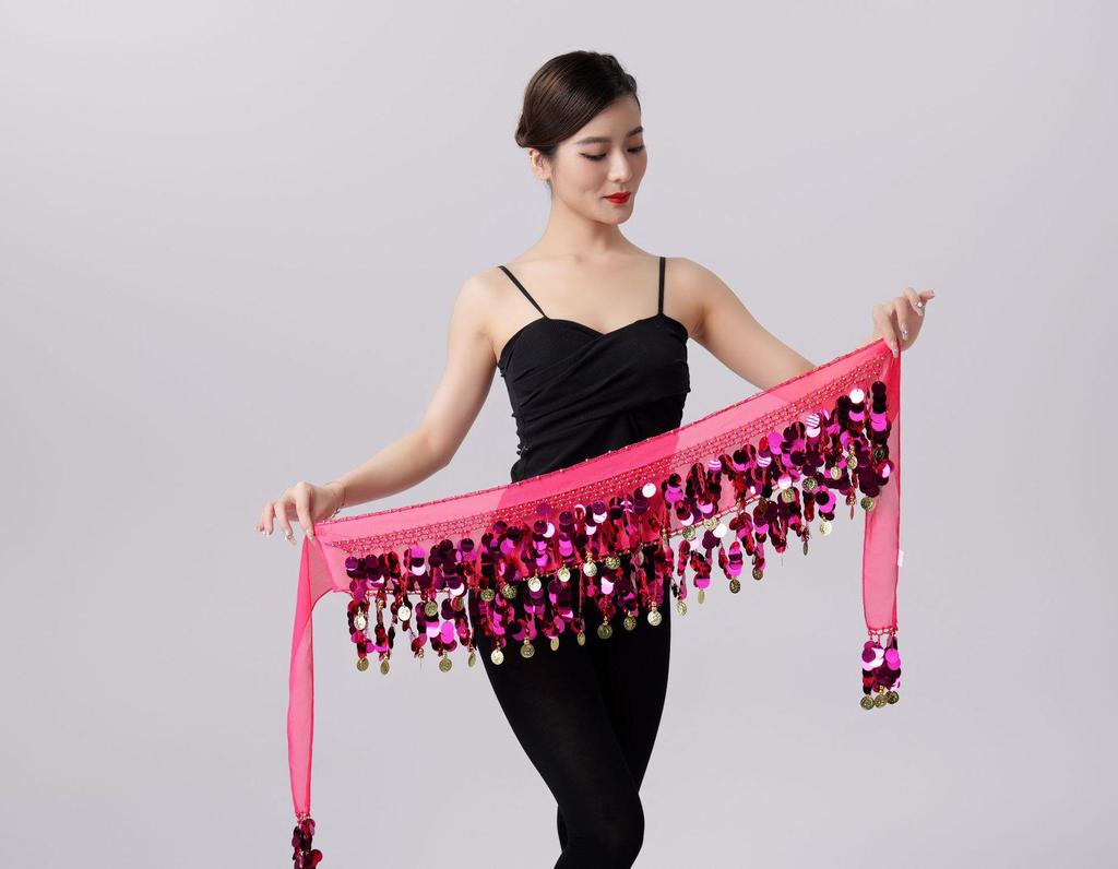Set Lanț de Talie cu Paiete pentru Dansul din Buric și Eșarfă de Braț pentru Performanță și Practică