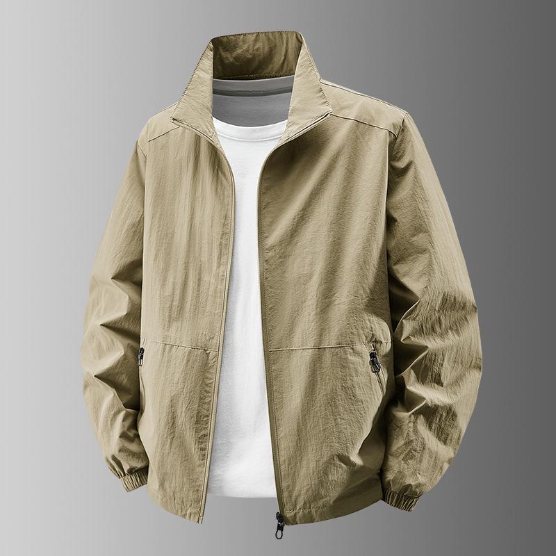 2026 Men's Waterproof Stand Collar Jacket - Lightweight, Trendy, Casual Outerwear for Spring and Autumn
