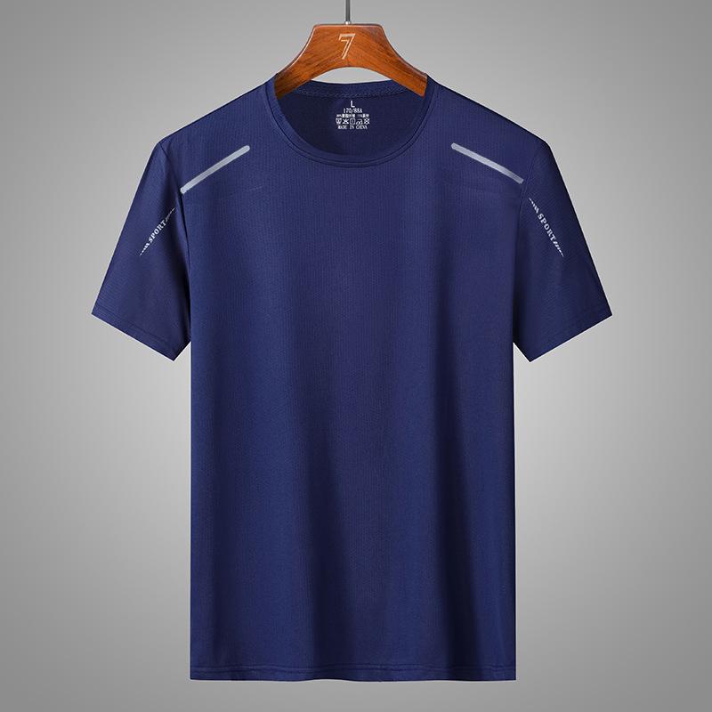 T-Shirt aus Eisseide, schnelltrocknend, kurzärmlig, atmungsaktives Mesh, Sommer-Rundhalsausschnitt, lockeres, schnelltrocknendes Hemd, kurzärmliges T-Shirt für Herren