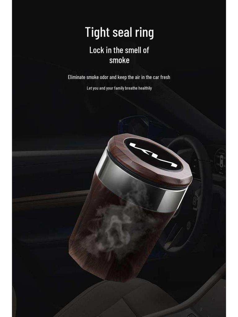 Kia EV5/K5 2025 High Flame Retardant Car Ashtray with Lid and Light