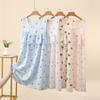 Summer Women's Floral Tank Dress Sleeveless Sleepdress Cloud Silk Cotton Anti-Bulge Camis Nightdress Loose Plus Size Loungewear Casual Wear Nightgown