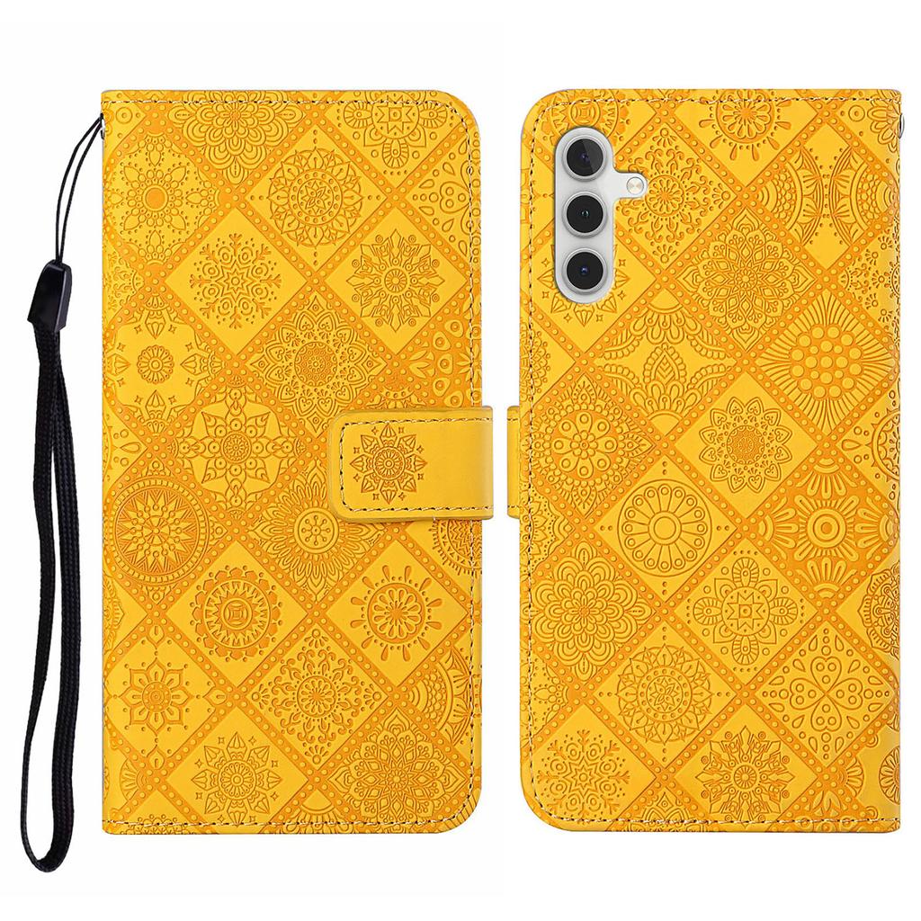 For Samsung Galaxy S25 FE Case Leather Case Ethnic Style Wallet Phone Cover with Strap
