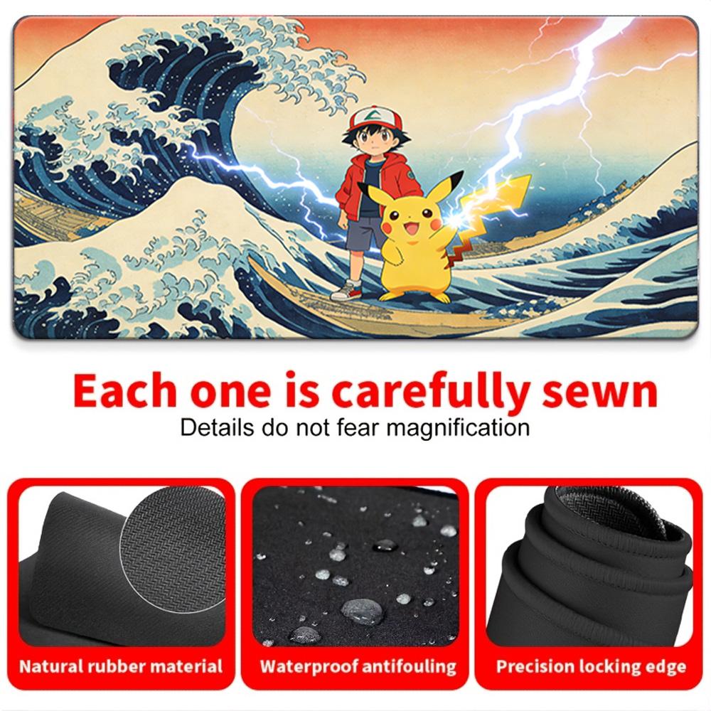 Pokemon Ash Pikachu Starry Desert Gaming Mouse Pad NonSlip Desk Mat 30x80x0.2cm