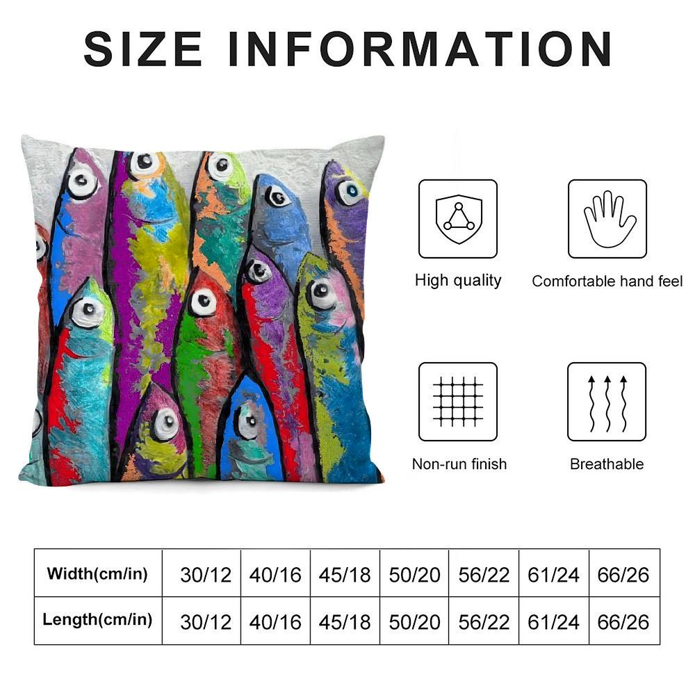 Colorful Sardine Lobster Pillow Case Living Room Sofa Decorative Cushion Cover Simple Household Light Luxury Printed Pillow
