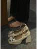 Spot Mary Jane Rhinestone Buckle Platform High Heel Square Toe Shoes for Women, Spring & Autumn 2024.
