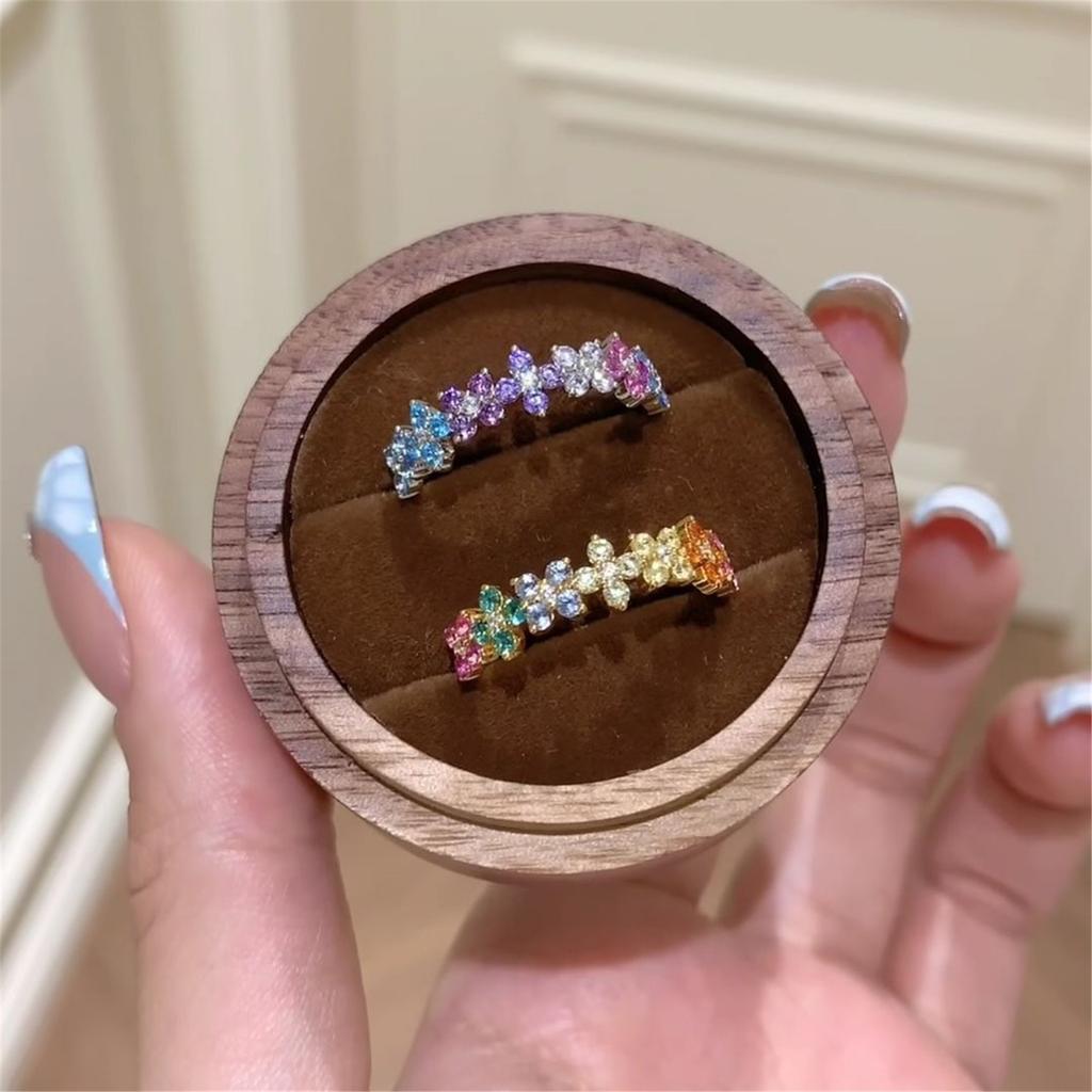 Unique Finger Rings Adjustable Rings Four Leaf Grass Opening Rings Eye Catching Finger Jewelry Date Jewelry for Daily