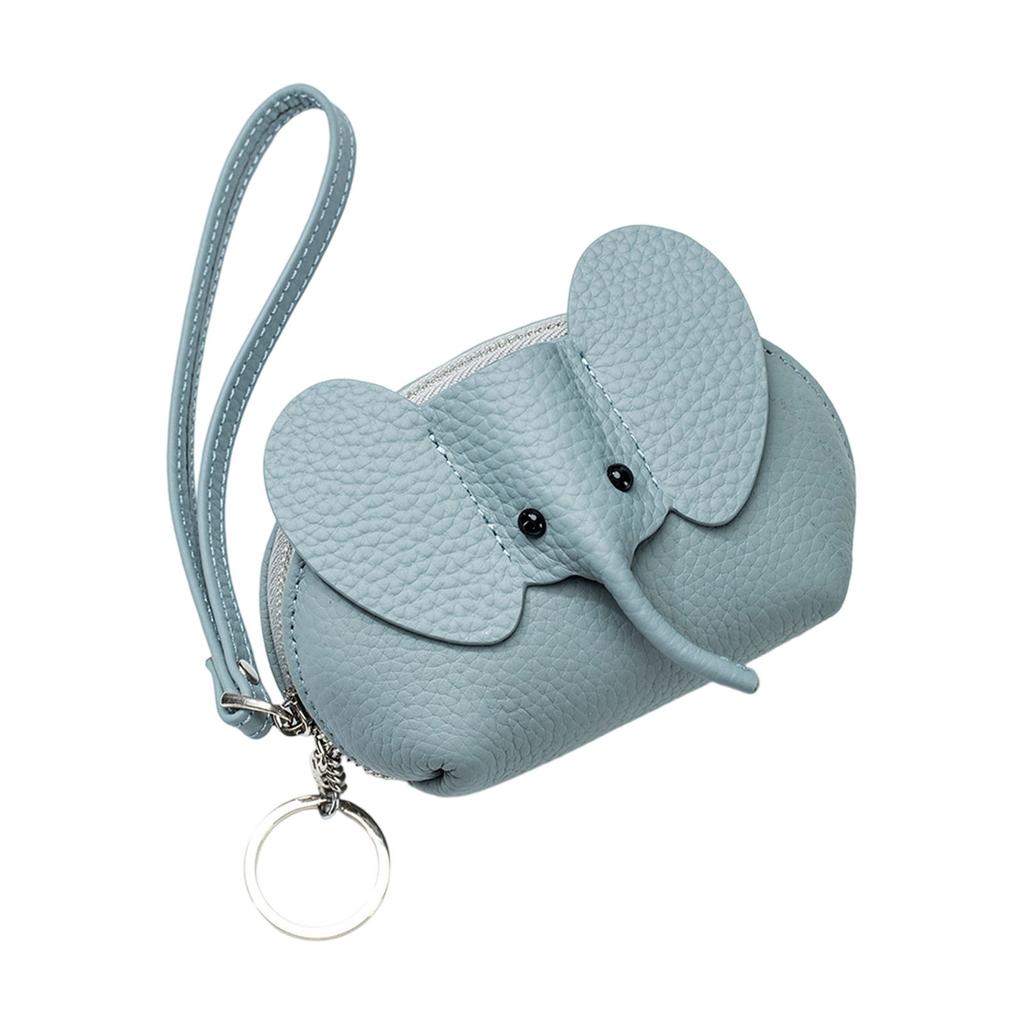 Sturdy Genuine Leather Elephant Designs Card Holders Zippered Wallet for Women