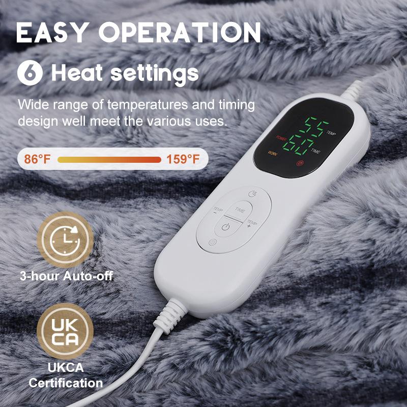 Imitation Rabbit Fur Striped Electric Blanket Warm Leg Blankets European and British Standard Plug Heating Blankets Double Layer Plush Bed Sheets