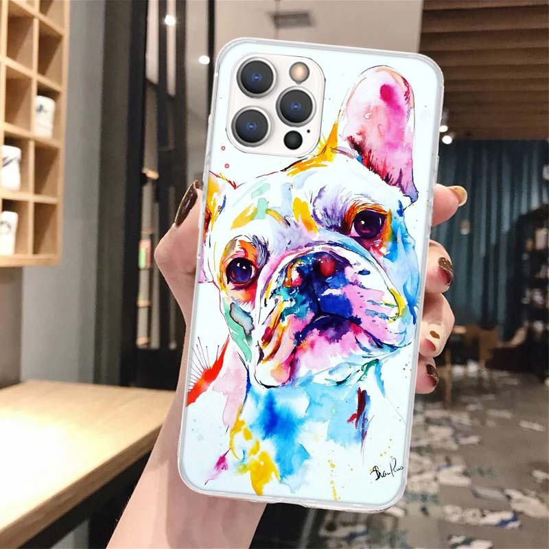 

French Bulldog Dog Pug Soft Phone Case For iPhone 16 15 14 13 12 11 Pro Max X XR XS 7 Plus 8 + SE 2020 Pattern Customized Cover iPhone 16