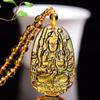 Yellow Crystal Necklace Long Sweater Chain Manjushri Pendant Amitabha Pendant Unisex Gift
