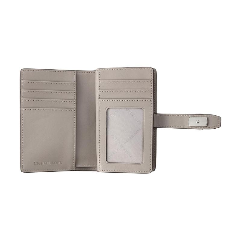 MICHAEL KORS Greenwich Silver Brand Tag Bifold Design Cowhide Wallet Medium Women's Gray