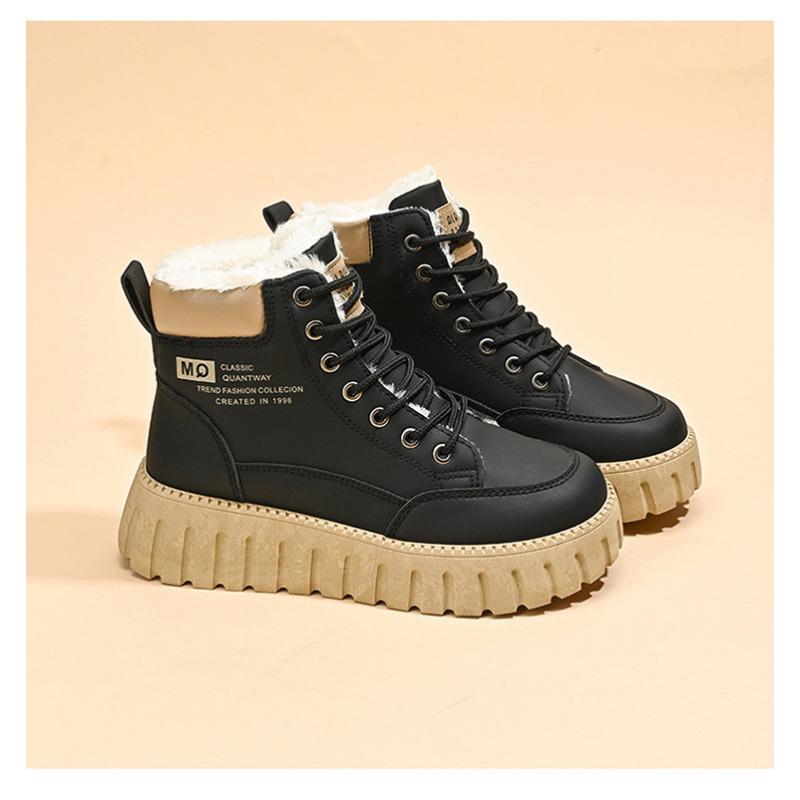 Women Thick Soled Fleece Lined High Top Warm Korean Casual Snow Boots For Ladies