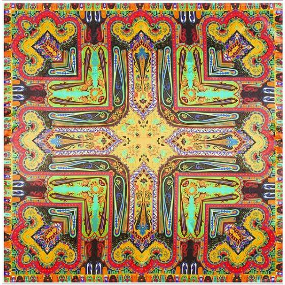 90cm Square Fashion Silk Women Scarf Cashew Floral Print Square Scarves Wraps Luxury Brand Super Large Gift Shawls