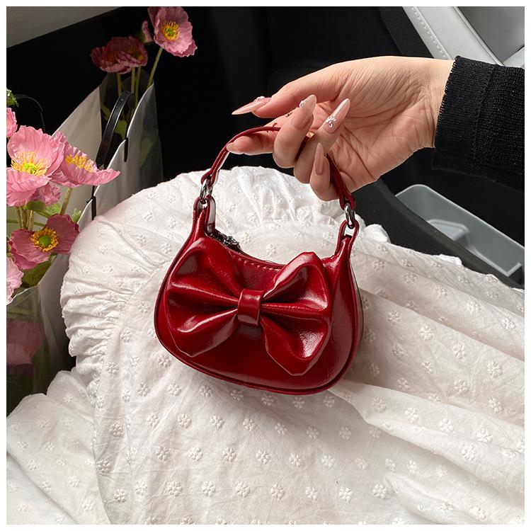 

Модная детская сумочка-кроссбоди с бантом для монет 14*4*9 cm вино красного