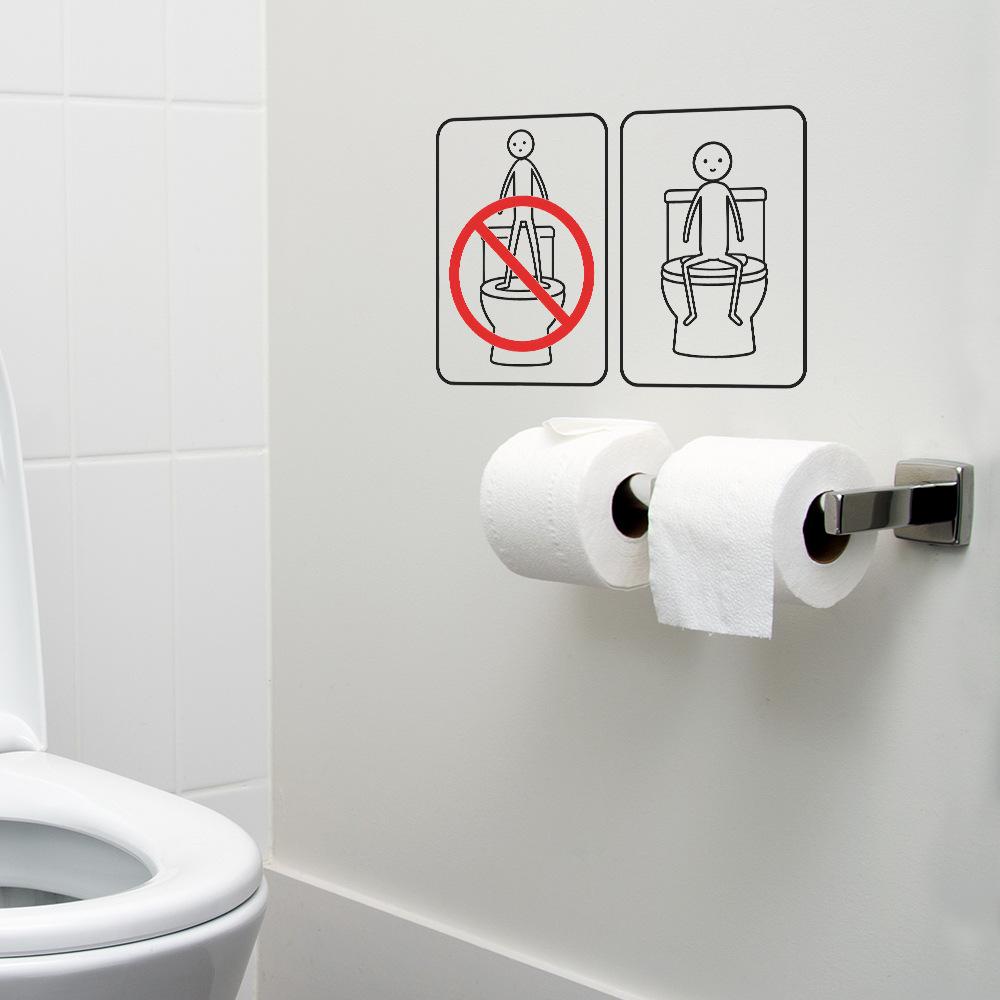 Funny Stick Figure Cartoon Characters Bathroom Toilet Stickers for Home Decoration Stickers