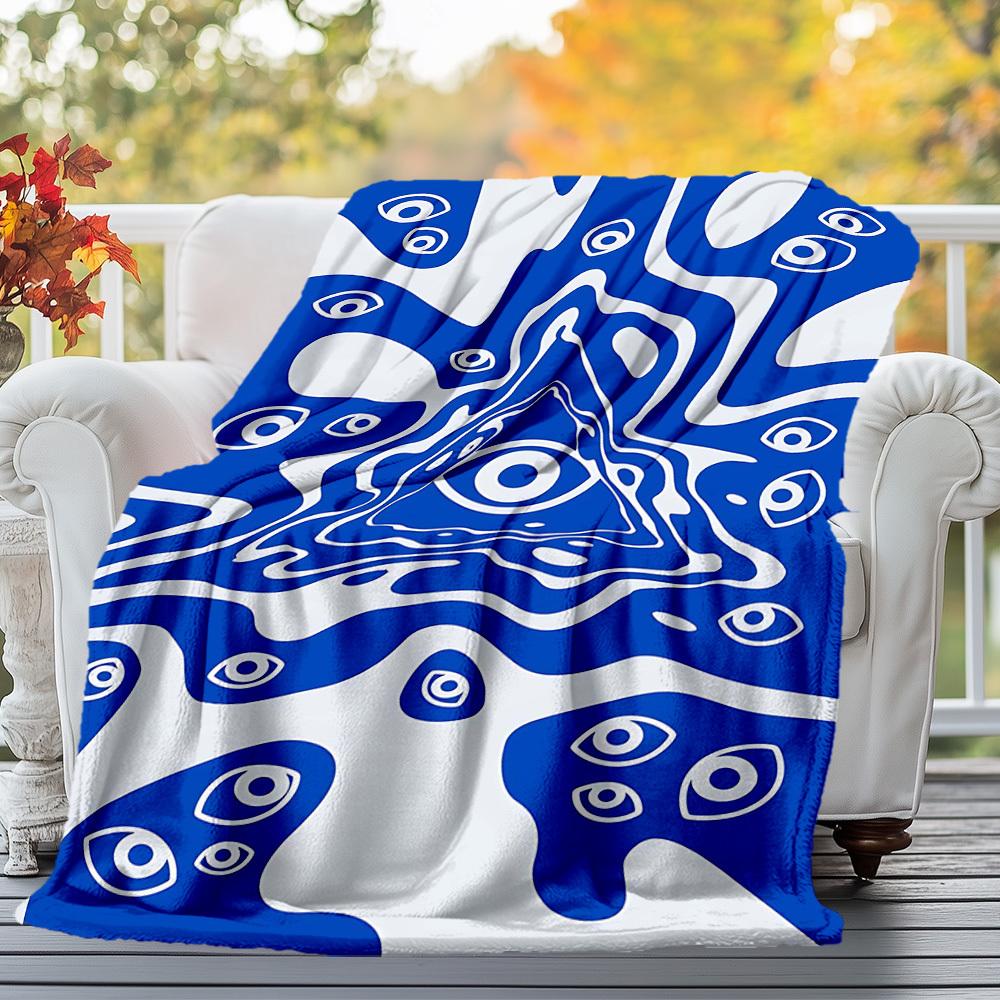 1PC Eyes PatternOutdoor Flannel Blanket - Soft Plush Decor for Picnics, Camping, Bedroom, Playroom, Office, or Lunch Break 1295A