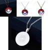 Poke Ball Pendant Necklace With Gemstone Embellishments For Unisex Gift