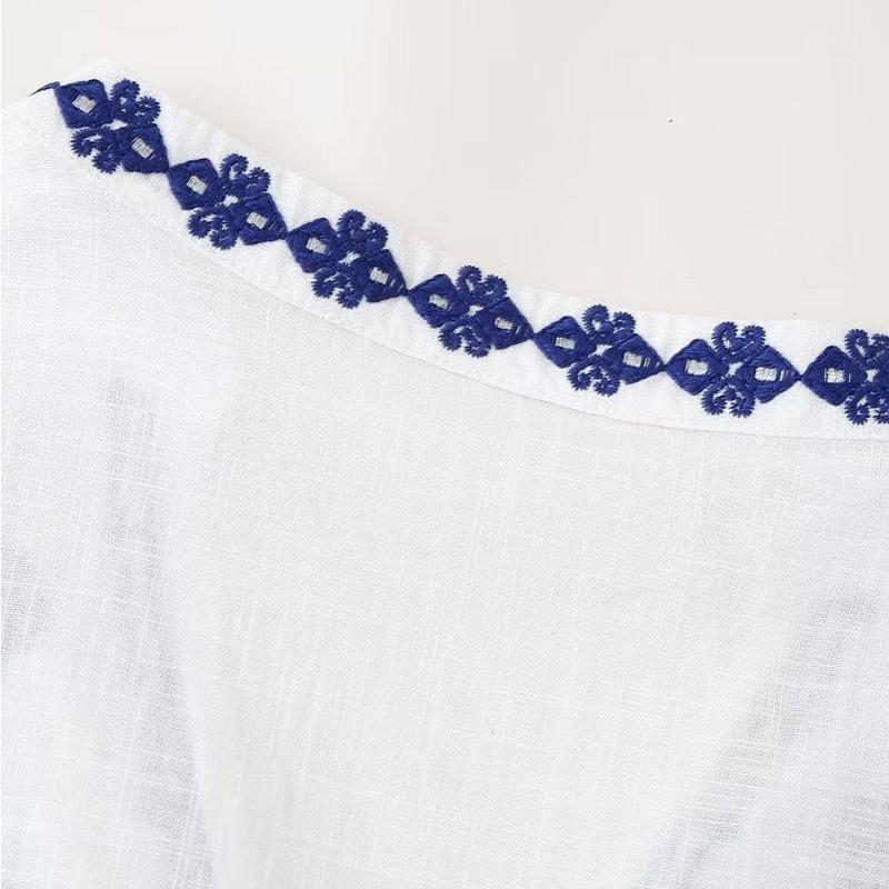 Spring and Autumn Women's Plus Size Shirt Street Fashion Casual Beaded Embroidery Long Sleeve Top