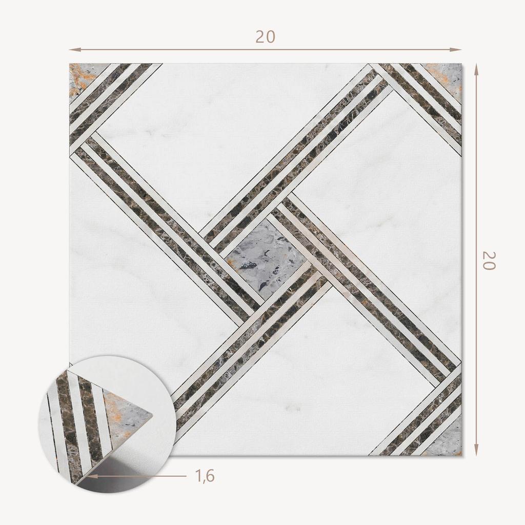 Zestaw Kafelków Pcv Z Dekorem Do Kuchni Lub Łazienki Wzór Geometryczny Z Liniami 20X20X20 Cm
