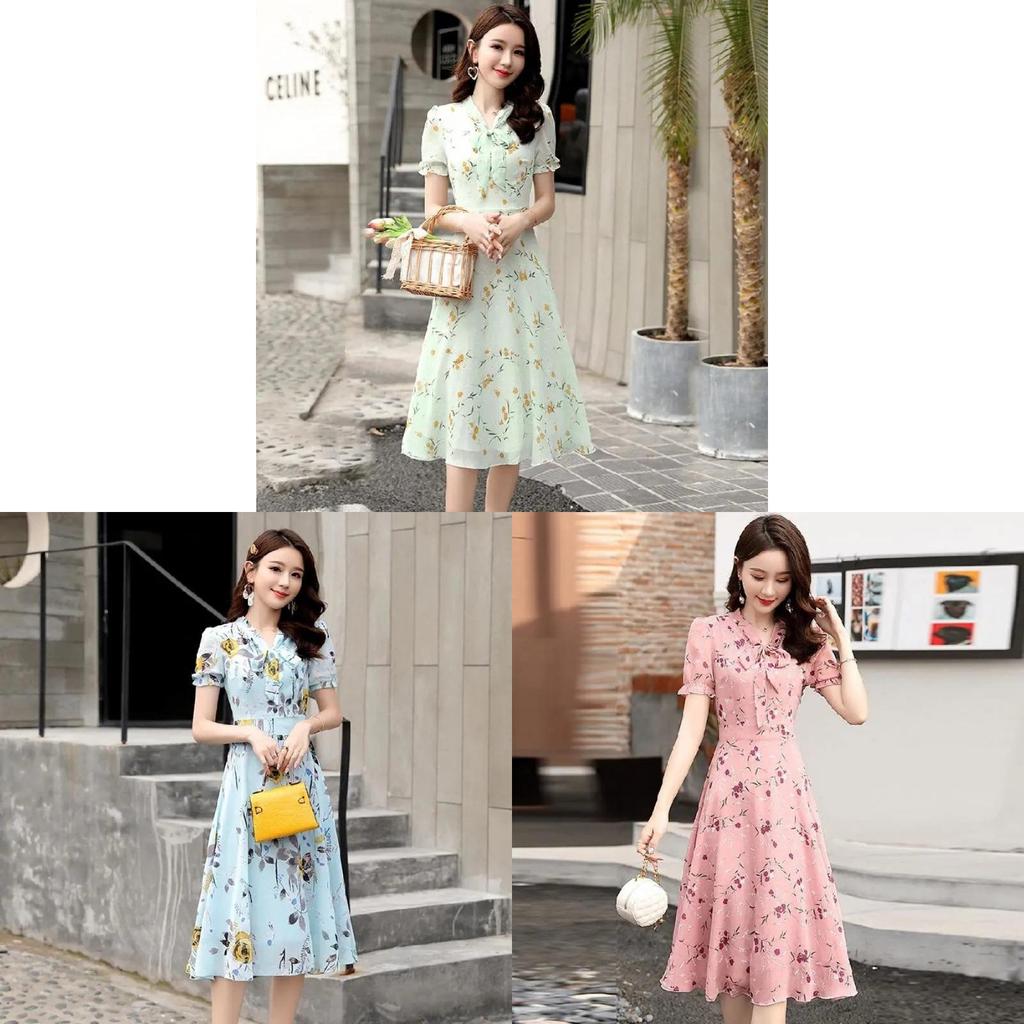 Fairy Summer Floral Print High Waist A Line Dress For Women