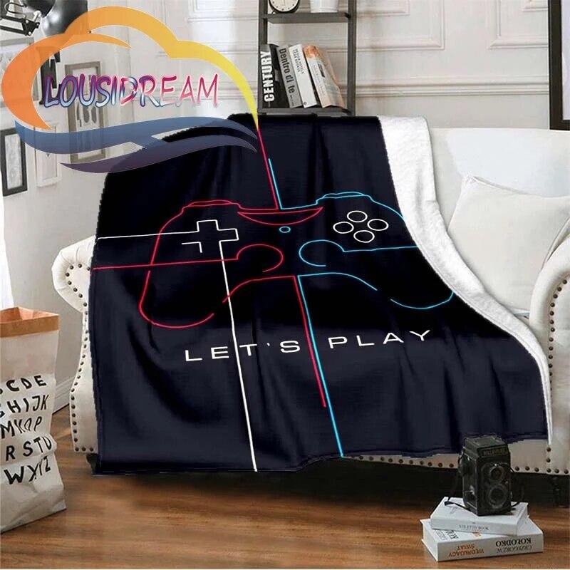 Flanel Herní rukojeť Deka Gamer Tisk Celoroční lehký plyš Útulný Super měkký Luxusní gauč Rozkládací pohovka