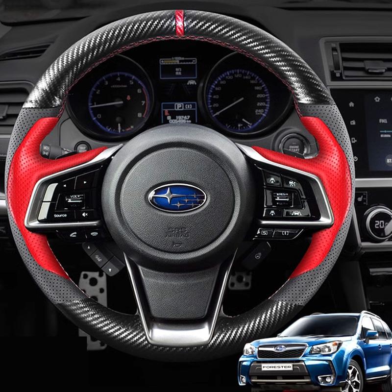 Handgenähte Sport-Lenkradabdeckung aus Kohlefaser für Subaru Forester Ascent Crosstrek Legacy Outback Impreza -2024