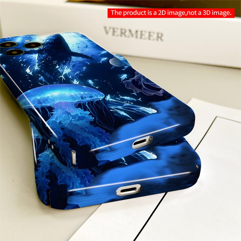 2DFlat Ocean Wonders: Whale & Jellyfish All inclusive film hard iPhone case, compatible with iPhone 18 Pro Max 17 16 15 14 13 12 11
