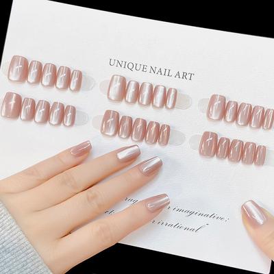 Champagne Cat Eye Wear Nail Wide Light Ice Tea Milk Tea Ice Flash Pure Nude Cat Eye Wear Nail Hand Work