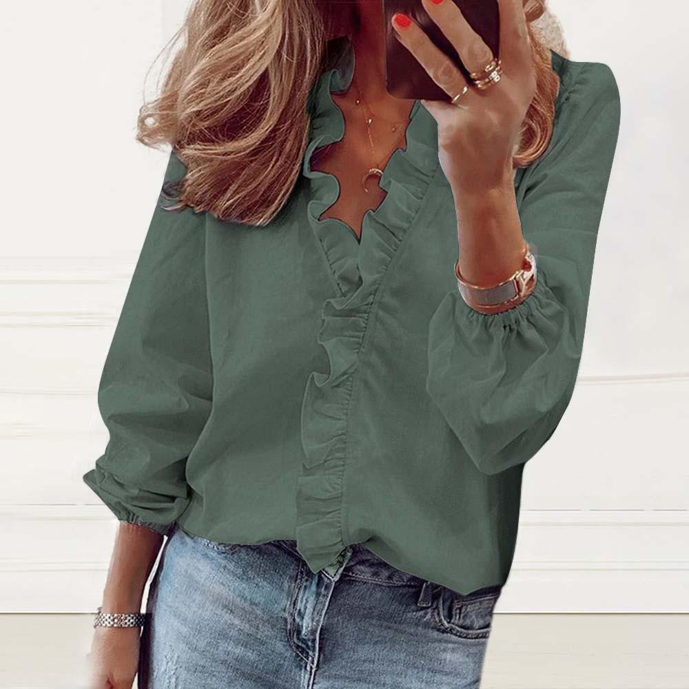 

Женская рубашка с длинным рукавом и принтом, свободная повседневная рубашка с рюшами XL