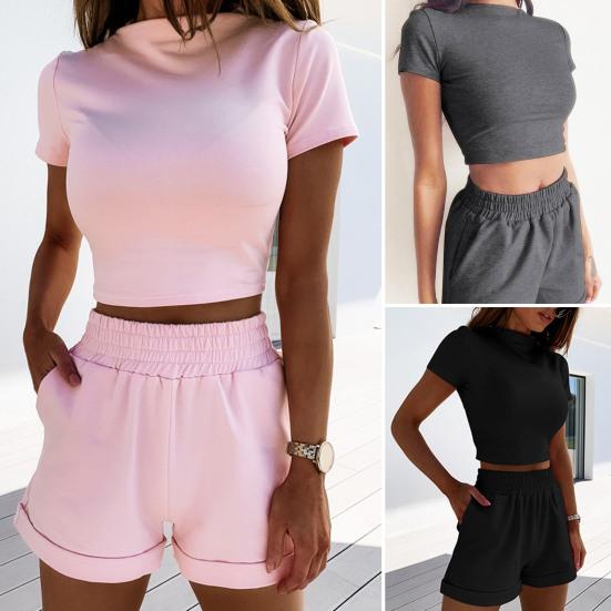 

1 комплект женской спортивной одежды, супермягкий, устойчивый к выцветанию полиэстер, женские повседневные шорты, комплект сверху, летняя одежда, повседневная одежда