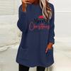 Women's Loose Long Sleeve Christmas Hat Print Fleece Hoodie