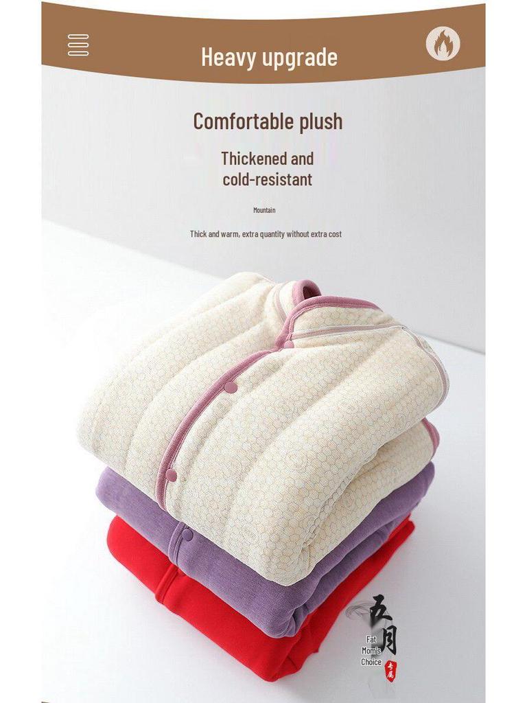 Fleece-Lined Thermal Cardigan and Thick Winter Coat for Middle-Aged and Elderly Women