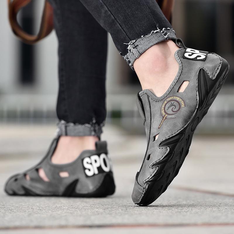 Erkek Spor Ayakkabıları Büyük Beden Yumuşak Tabanlı Lazy Hollow Deri Ayakkabılar ve Fasulye Ayakkabılar