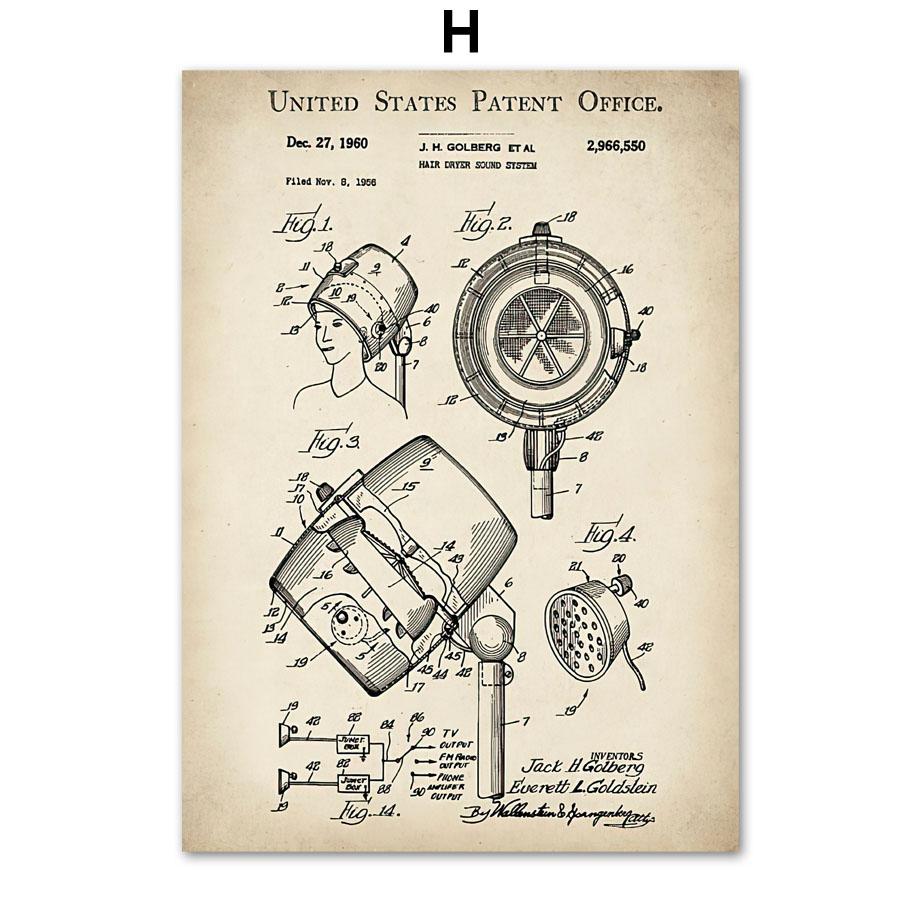 Fashion Makeup Patent Mascara Blueprint Wall Art Print Canvas Painting Nordic Poster Wall Pictures Beauty Salon Shop Room Decor