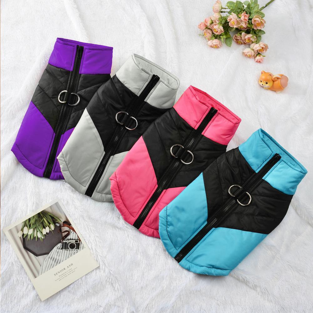 Cozy Puppy Clothes Winter Windproof Jacket Coat Warm Solid Pet Zipper Costumes For Small Medium Dogs Cats French bulldog Outfits