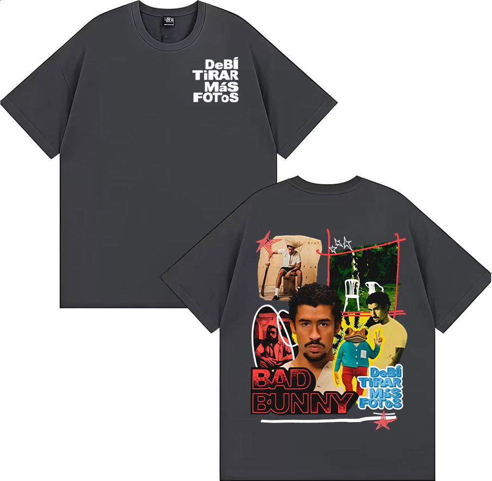 Rapper Bad Bunny Debi Tirar Mas Fotos DTMF Album Tshirts Men Women Fashion Retro Short Sleeve T Shirt 100 Cotton Loose Tshirt