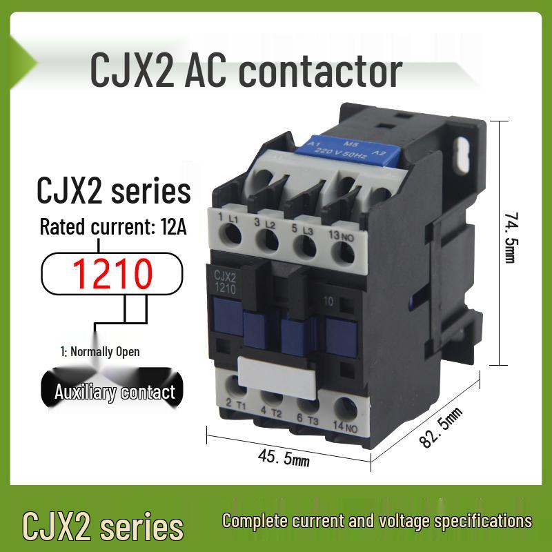 AC Contactor CJX2 Series: 1210, 0910, 1810, 2510, 3210 - Single-phase 220V, Three-phase 380V, 12A