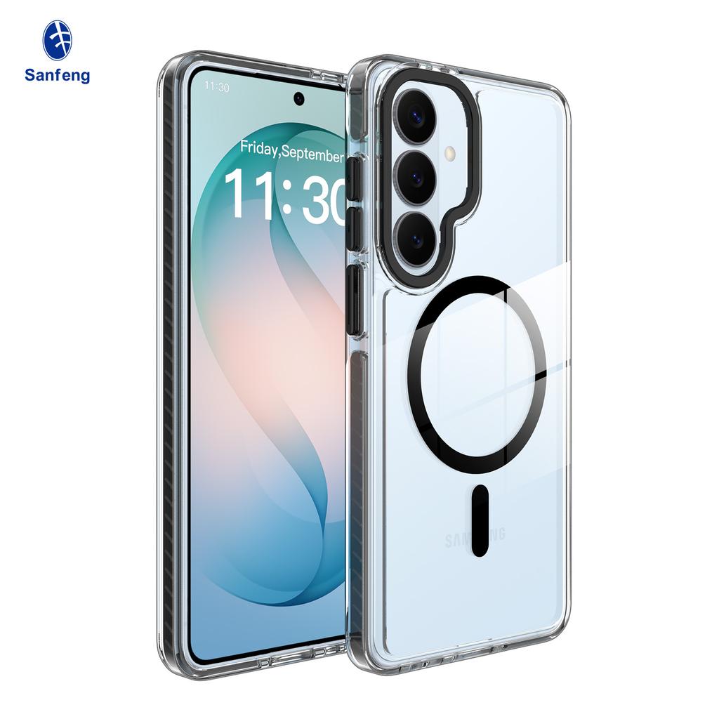 Applicable To Samsung S26plus Transparent Mobile Phone Case S24 Two-color Anti-drop s25UItra Magnetic Protective Case