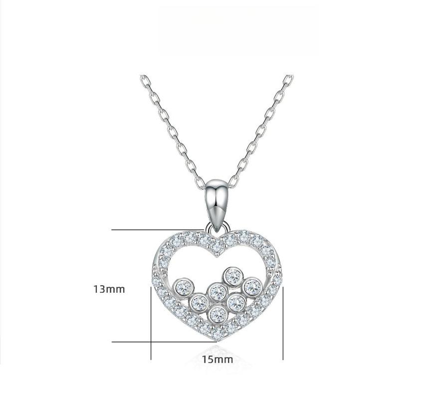 S925 silver heart necklace versatile niche design European and American style love neck chain sterling silver collarbone chain