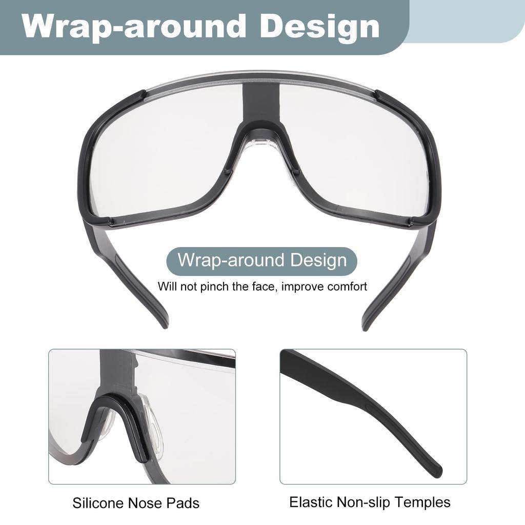Sports Sunglasses for Polarized for Black [uxcell] Men, Lenses, Cycling, Hiking, Driving, Fishing, Running, Frame, Clear/Gray